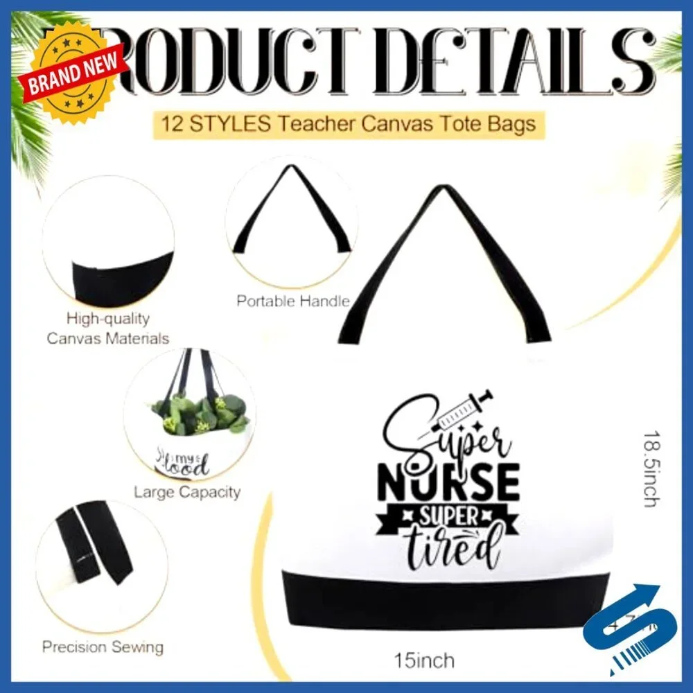 Canvas Tote Bag Set Nurse Appreciation Gifts Bulk Cosmetic Makeup Bags